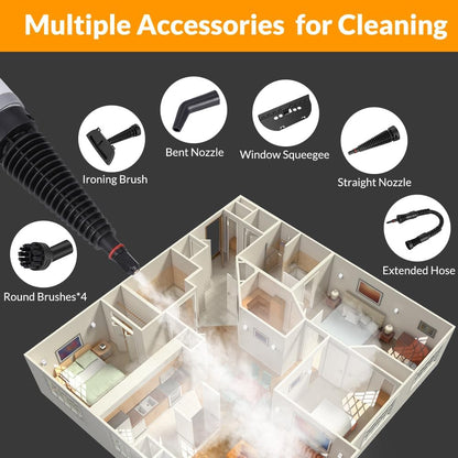 Handheld Pressurized Steam Cleaner with 12 pcs Accessories