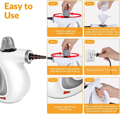 Handheld Pressurized Steam Cleaner with 12 pcs Accessories