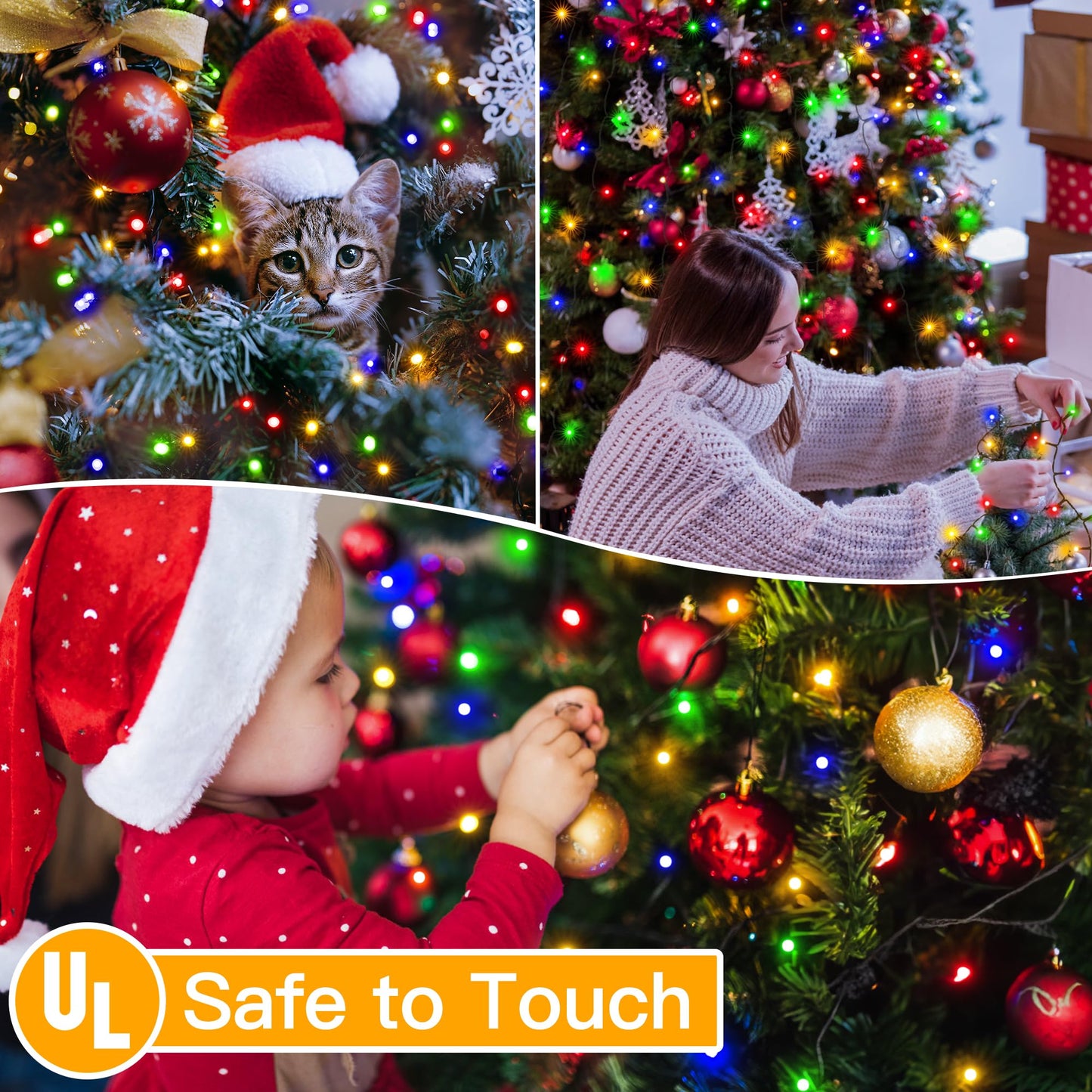 🎄🔥Waterproof Christmas Tree Waterfall Lights with Ring ✨Quick Setup, 8 Modes