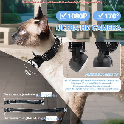 HD 1080P Cat Collar Camera - Wireless Mini Video Recorder for Pet Adventure Tracking