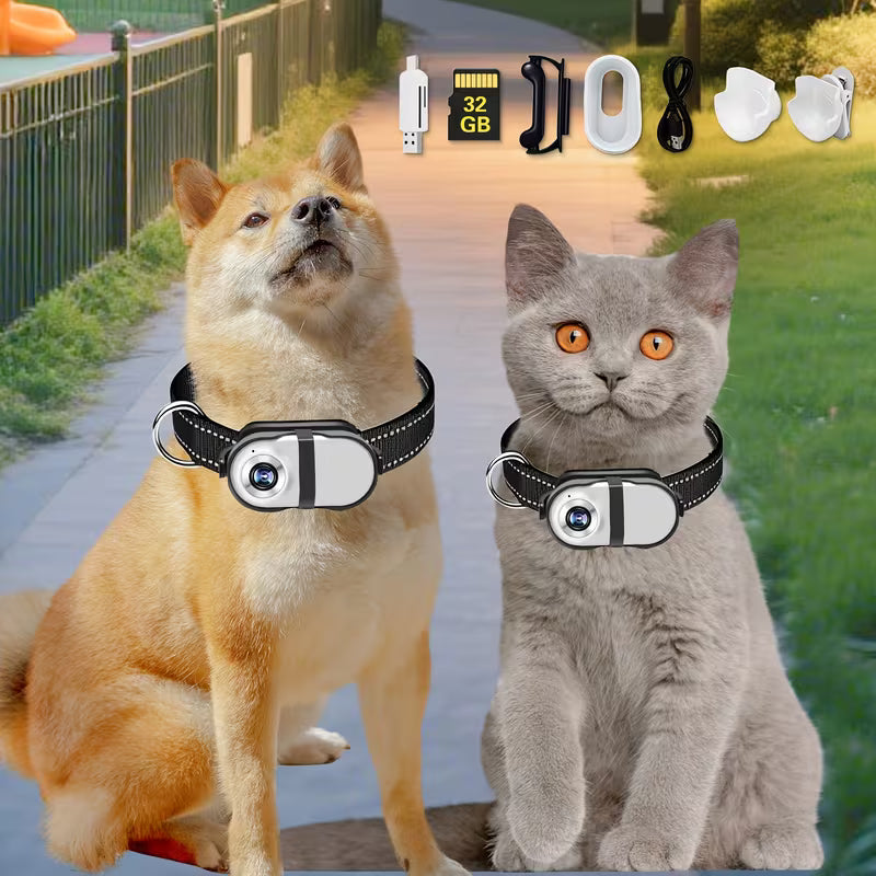 HD 1080P Cat Collar Camera - Wireless Mini Video Recorder for Pet Adventure Tracking