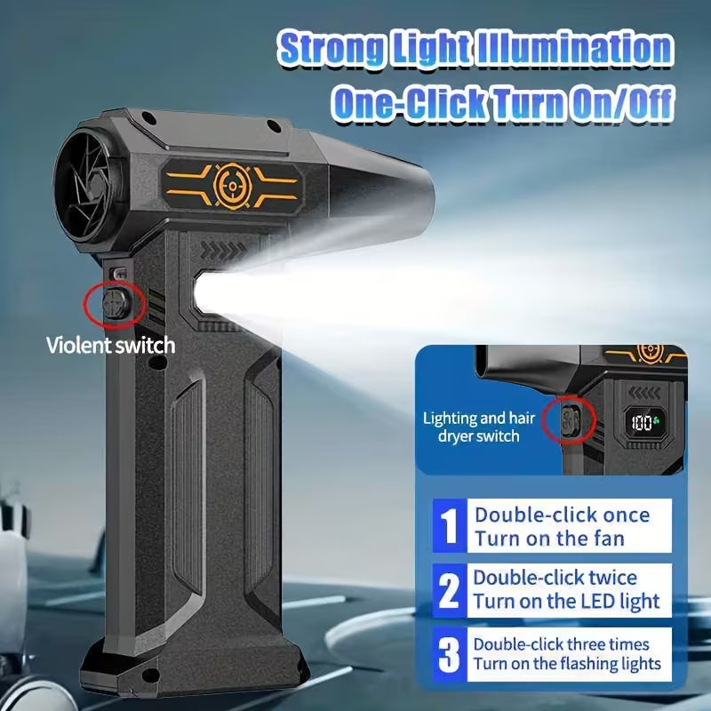 Cordless Electric Snow Blower, High-Power Turbine Jet Fan