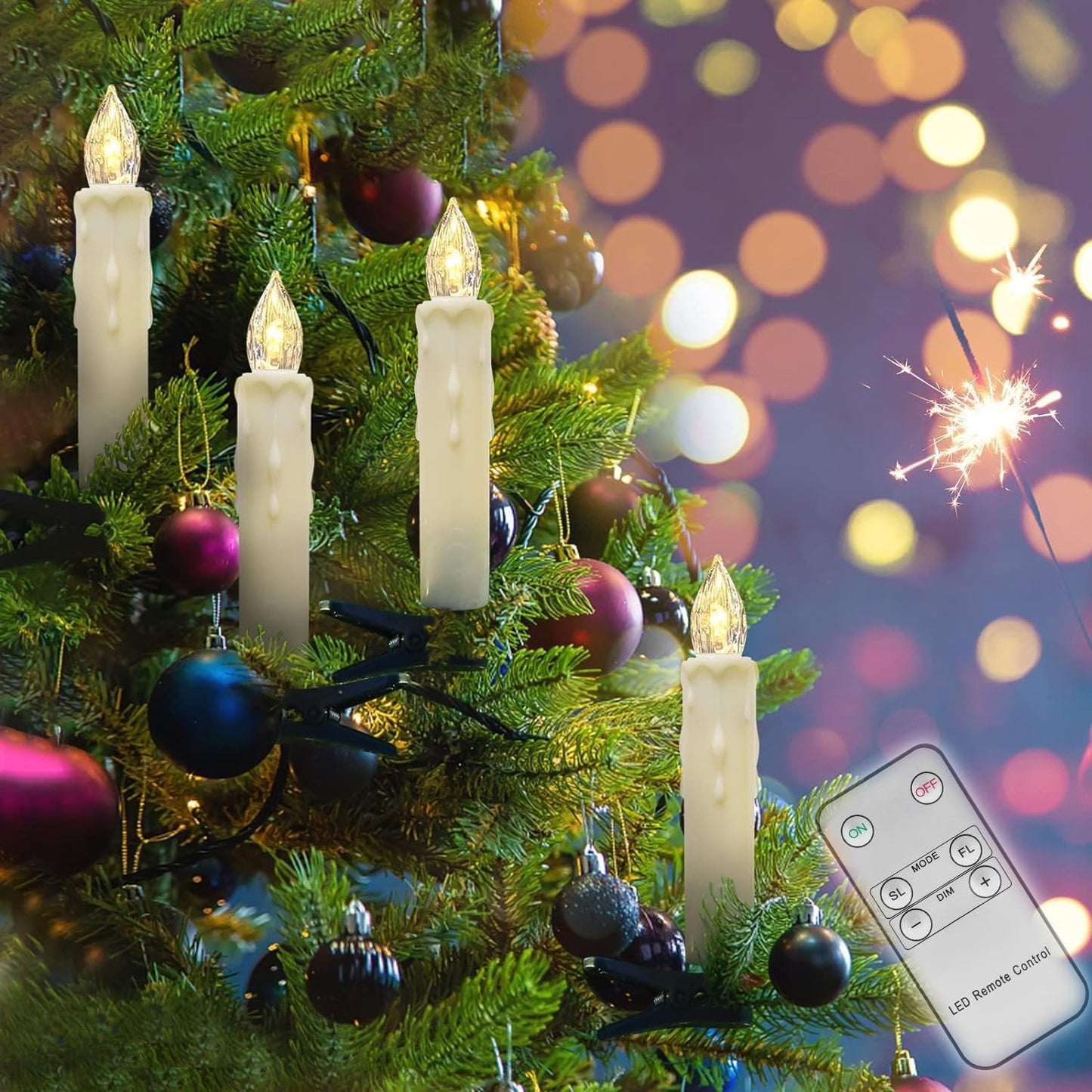 💥ON SALE💥10 Pack LED Flameless Taper Candles with Remote & Removable Clips🕯️✨