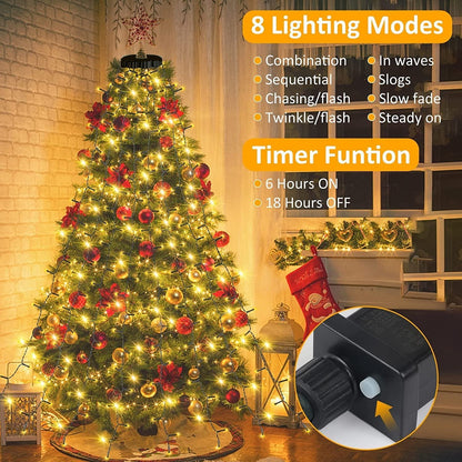 🎄🔥Waterproof Christmas Tree Waterfall Lights with Ring ✨Quick Setup, 8 Modes