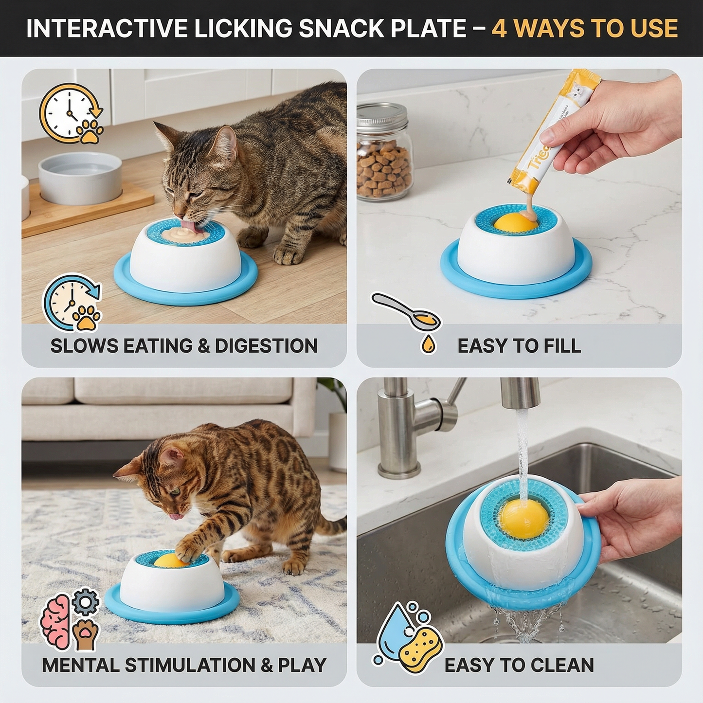 Interactive Licking Snack Plate – Slow Feeder for Cats